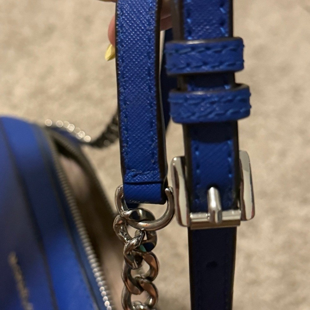 Michael Kors Royal Blue Saffiano Leather Crossbody Camera Bag Silver Hardware - Picture 6 of 12